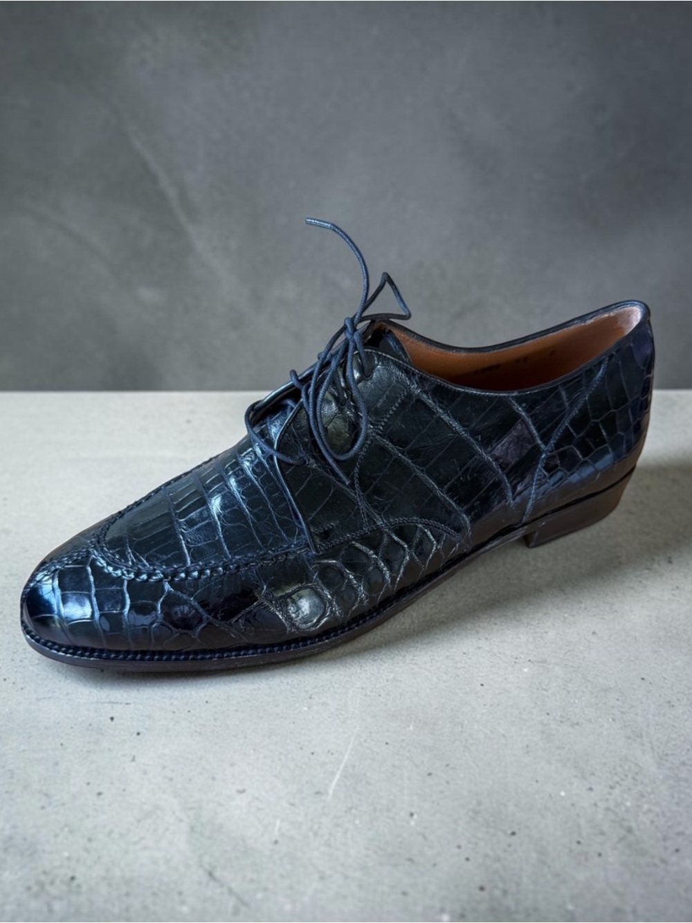 New! DAVANZATI Genuine ALLIGATOR Handmade Italy Shoes Size 13 D Medium
